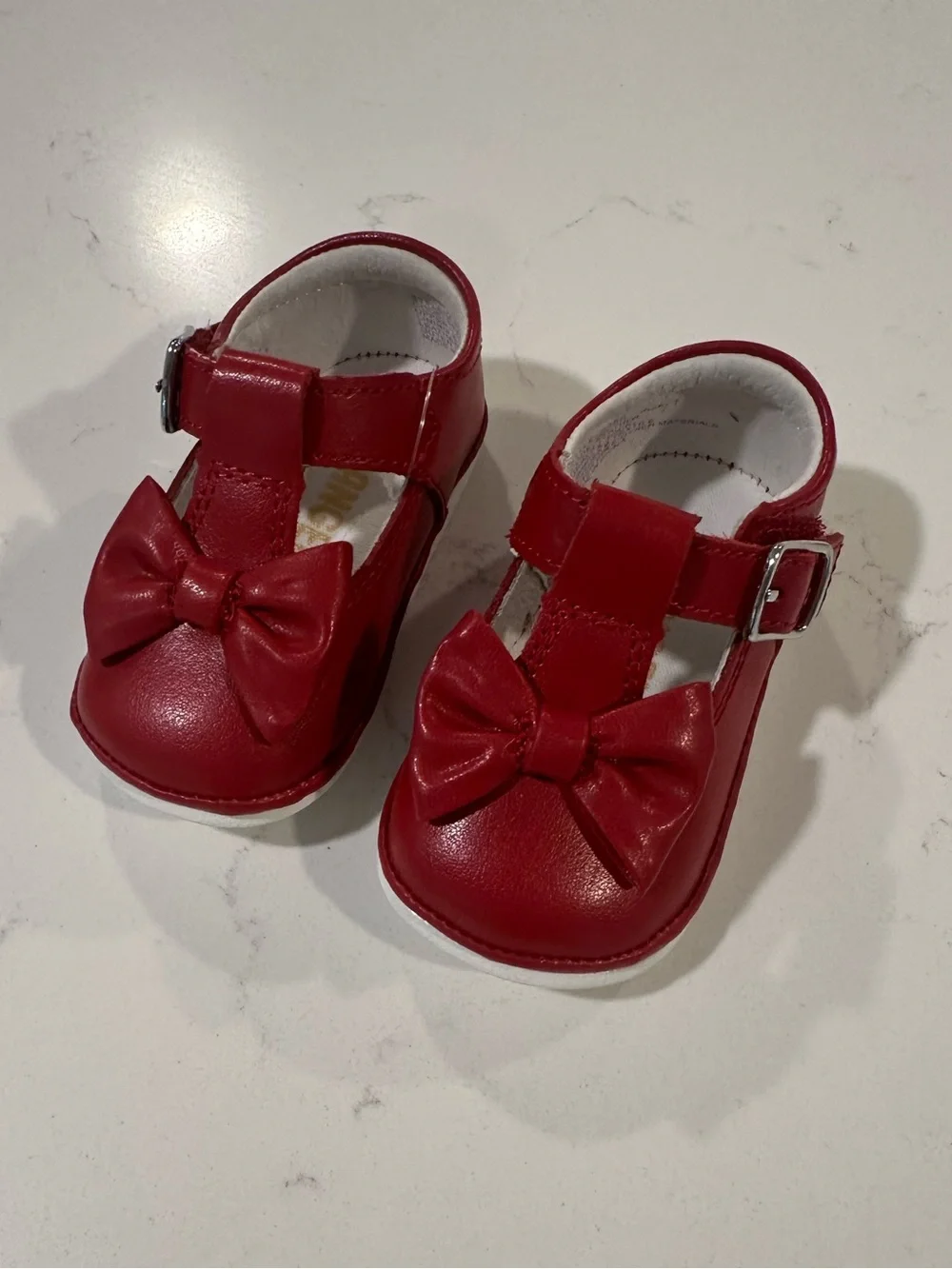 Angel Baby Girls Minnie Classic T-Strap Bow Mary Jane Red
